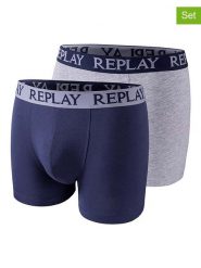 Replay Underwear Bokserki (2 pary) w kolorze szarym i granatowym rozmiar: M. Niebieskie bokserki męskie Replay Underwear, bez wzorów. Za 43.99 zł.