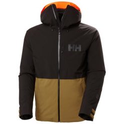 Kurtka narciarska Helly Hansen Powderface. Brązowe kurtki męskie Helly Hansen, m, bez wzorów, bez kaptura, narciarskie, primaloft. Za 1,007.35 zł.
