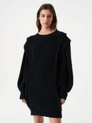 IRO Sukienka dzianinowa Lorely AR641 Czarny Relaxed Fit. Czarne sukienki damskie IRO, xs, bez wzorów, z dzianiny, bez kołnierzyka, bez ramiączek. Za 1,479.00 zł.