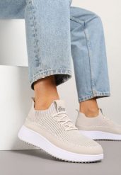 Beżowe Buty Sportowe Sneakersy z Siateczkową Cholewką Helazia. Brązowe buty sportowe na co dzień damskie Renee, bez wzorów, z jeansu. Za 59.99 zł.