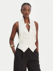 Elisabetta Franchi Kamizelka GL-003-61E2-V290 Biały Regular Fit. Białe kamizelki damskie Elisabetta Franchi, z syntetyku. Za 1,239.00 zł.