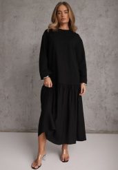 Czarna Pudełkowa Sukienka z Bawełny Chalisia. Czarne sukienki damskie Renee, na co dzień, bez wzorów, z bawełny, street, bez kołnierzyka, bez ramiączek, maxi. Za 129.99 zł.