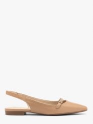 Beżowe baleriny slingback ZOE. Brązowe baleriny damskie Ryłko, bez wzorów, z gumy, bez obcasa, na płaskiej podeszwie. Za 329.99 zł.