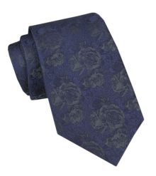 Krawat Męski - Alties - Granatowy w Grafitowe Róże. Niebieskie krawaty i muchy męskie Alties, bez wzorów, z tkaniny, eleganckie. Za 49.00 zł.