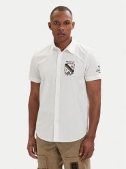 Aeronautica Militare Koszula 261CA1326UCT03288 Biały Regular Fit. Białe koszule męskie AERONAUTICA MILITARE, m, bez wzorów, z bawełny, bez kołnierzyka, bez ramiączek. Za 519.99 zł.