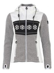 Peak Mountain Kurtka polarowa "Animo" w kolorze biało-czarnym rozmiar: L. Białe kurtki damskie Peak Mountain, l, bez wzorów, z polaru, bez kaptura. Za 304.99 zł.