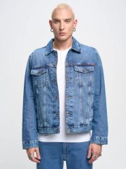 Kurtka męska jeansowa niebieska Charlie 445. Niebieskie kurtki męskie Big Star, l, bez wzorów, z jeansu, eleganckie, bez kaptura. W wyprzedaży za 299.99 zł.