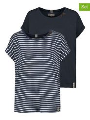 Sublevel Koszulki (2 szt.) w kolorze granatowo-białym rozmiar: XS. Niebieskie t-shirty damskie Sublevel, xs, bez wzorów, z bawełny, bez kołnierzyka. Za 92.21 zł.