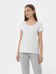 4F T-shirt regular gładki damski S. Białe t-shirty damskie 4f, s, bez wzorów, z bawełny, bez kołnierzyka. Za 49.99 zł.