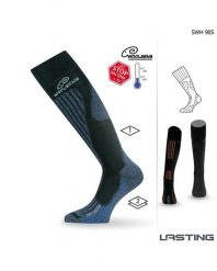 Skarpety merino SWH. Brązowe skarpetki męskie LASTING, bez wzorów, z elastanu. Za 150.40 zł.