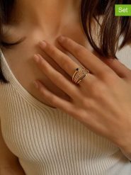 Les Petites Précieuses Pozłacane pierścionki (3 szt.) z cyrkoniami i szafirami rozmiar: 54. Niebieskie pierścionki damskie Les Petites Précieuses, z cyrkonią, pozłacane. Za 423.06 zł.