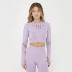 Crop top do treningu RUE z długim rękawem. Czerwone topy sportowe damskie Legea, xl, bez wzorów, z nylonu, bez ramiączek. Za 100.00 zł.