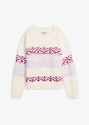 Sweter z norweskim wzorem. Niebieskie swetry klasyczne damskie bonprix, bez kołnierzyka. Za 129.99 zł.