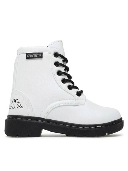 Kappa Trapery 260841K Biały. Białe kozaki dziewczęce Kappa, bez wzorów, ze skóry, bez obcasa. Za 99.99 zł.
