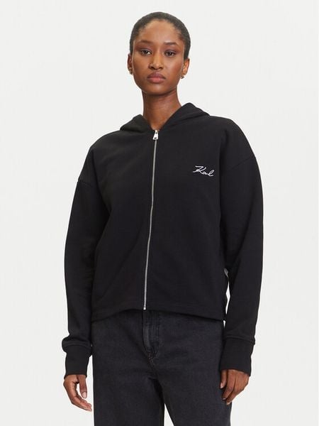 KARL LAGERFELD Bluza A3W20067 Czarny Regular Fit. Czarne bluzy bez kaptura damskie Karl Lagerfeld, s, z bawełny. Za 829.99 zł.