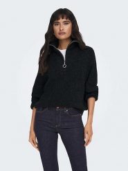 ONLY Sweter w kolorze czarnym rozmiar: L. Czarne golfy damskie Only, l, bez wzorów, prążkowane, bez ramiączek. Za 127.35 zł.