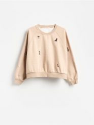 Bluza z haftowanym wzorem - wielobarwny. Bluzy bez kaptura damskie Reserved, l, z bawełny. Za 129.99 zł.