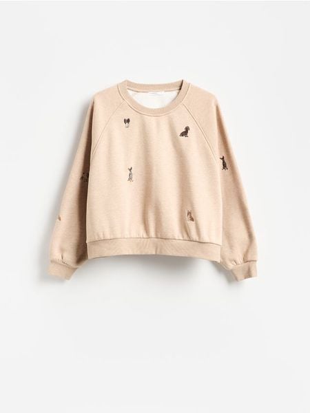 Bluza z haftowanym wzorem - wielobarwny. Bluzy bez kaptura damskie Reserved, l, z bawełny. Za 129.99 zł.