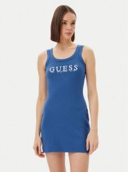 Guess Sukienka codzienna V5GK06 K8RT2 Niebieski Slim Fit. Niebieskie sukienki damskie Guess, na co dzień, l, z aplikacjami, z wiskozy, bez kołnierzyka, bez ramiączek, proste. Za 249.99 zł.