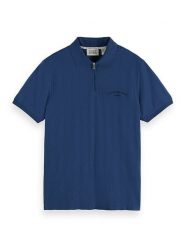 Scotch & Soda Koszulka polo w kolorze granatowym rozmiar: L. Niebieskie koszulki polo męskie Scotch & Soda, l, bez wzorów, prążkowane, bez ramiączek. Za 95.99 zł.
