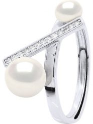 Pearline Srebrny pierścionek z perłą i cyrkoniami rozmiar: onesize. Białe pierścionki damskie Pearline, z cyrkonią, srebrne. Za 173.99 zł.