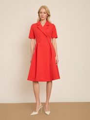 BGN Sukienka w kolorze czerwonym rozmiar: 34. Czerwone sukienki damskie BGN, na imprezę, bez wzorów, bez kołnierzyka, bez ramiączek, midi, rozkloszowane. Za 165.99 zł.