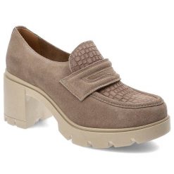 Beżowe Półbuty Lemar Wygodne Skórzane Buty. Brązowe półbuty damskie Lemar, bez wzorów, biznesowe, bez obcasa, na obcasie. Za 329.00 zł.