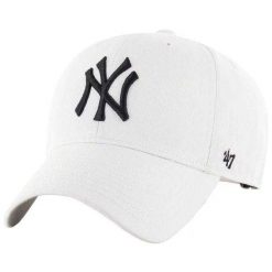 Czapka Z Daszkiem MLB New York Yankees. Białe czapki z daszkiem damskie 47 Brand, bez wzorów, z materiału. Za 99.99 zł.