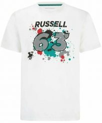 T-shirt męski Mercedes-AMG Petronas F1 George Russell #63 biały. Białe t-shirty męskie Erima, m, bez wzorów, z bawełny, bez kołnierzyka. Za 203.99 zł.