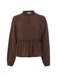 Marie Lund koszulka z dekoltem bluzowym Kobiety Modal brązowy, S. Brązowe t-shirty damskie Marie Lund, s, bez wzorów, bez kołnierzyka. Za 199.95 zł.