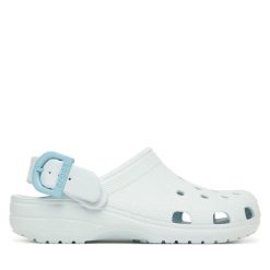 Klapki Crocs. Niebieskie klapki damskie Crocs, bez wzorów, bez obcasa. Za 259.99 zł.