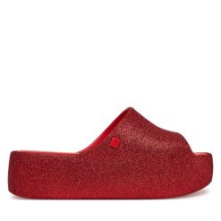 Klapki Melissa. Czerwone klapki damskie Melissa, bez wzorów, bez obcasa. Za 489.99 zł.