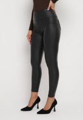 Czarne Legginsy z Ekoskóry z Wysokim Stanem Alehtte. Czarne legginsy damskie Born2be, m, bez wzorów, z jeansu. Za 59.99 zł.