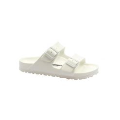 Klapki damskie Birkenstock Arizona Eva. Białe klapki damskie Birkenstock, bez wzorów, z materiału, bez obcasa. Za 249.99 zł.