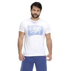 T-shirt męski w kolorze indygo. Białe t-shirty męskie LEONE 1947 APPAREL, m, bez wzorów, bez kołnierzyka. Za 82.10 zł.