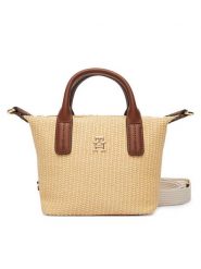 Tommy Hilfiger Torebka Popette Micro Tote Raffia AW0AW18526 Beżowy. Brązowe torebki klasyczne damskie Tommy Hilfiger, bez wzorów, z syntetyku, bez dodatków. Za 409.99 zł.