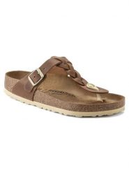 Birkenstock Skórzane japonki "Gizeh" w kolorze brązowym rozmiar: 37. Brązowe klapki damskie Birkenstock, bez wzorów, bez obcasa. Za 499.95 zł.