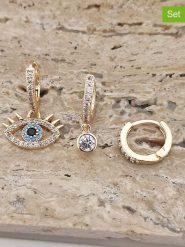 Nakkash Pozłacane kolczyki-kreole (3 szt.) z cyrkoniami rozmiar: onesize. Żółte kolczyki damskie Nakkash, z cyrkonią, pozłacane. Za 65.45 zł.