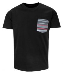 T-Shirt Męski Bawełniany z Kieszonką - KINGS - Czarny. Czarne t-shirty męskie Kings, l, bez wzorów, z bawełny, bez kołnierzyka. Za 69.00 zł.