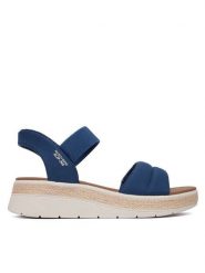 Skechers Sandały BOBS Sun Ray 114413/NVY Granatowy. Niebieskie sandały damskie Skechers, bez wzorów, z materiału, bez obcasa, na płaskiej podeszwie. Za 289.99 zł.