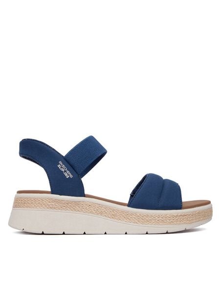 Skechers Sandały BOBS Sun Ray 114413/NVY Granatowy. Niebieskie sandały damskie Skechers, bez wzorów, z materiału, bez obcasa, na płaskiej podeszwie. Za 233.99 zł.