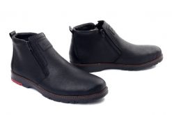Rieker 10553-00 black, botki męskie. Czarne buty zimowe męskie Rieker, ze skóry, bez zapięcia. Za 429.90 zł.