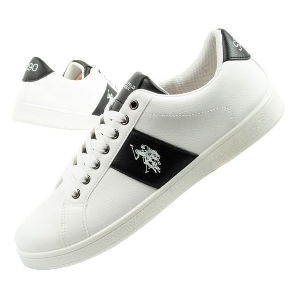 Buty trampki sneakersy męskie U.S. Polo Assn. Białe trampki i tenisówki męskie U.S. Polo Assn., bez wzorów, z gumy, bez zapięcia. Za 139.00 zł.