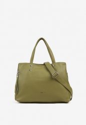 Zielona Torebka Duża Shopper z Bocznym Suwakiem Soravine. Zielone shopper bag damskie Renee, bez wzorów, z jeansu, duże, bez dodatków. Za 149.99 zł.