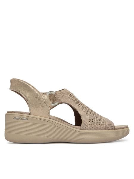 Skechers Sandały Martha Stewart: Pier-Lite - Park Path 188001/TPE Beżowy. Brązowe sandały damskie Skechers, bez wzorów, z materiału, bez obcasa, na koturnie. Za 359.99 zł.