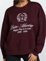 Bluza crewneck - bordowy. Czerwone bluzy bez kaptura damskie Sinsay, l. Za 45.99 zł.