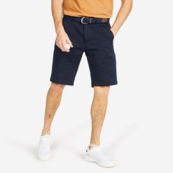 Short golf Homme - MW500 bleu marine. Niebieskie szorty męskie INESIS, bez wzorów, z bawełny, marine. Za 69.99 zł.