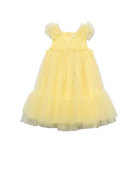 Abel & Lula Sukienka elegancka 5039 Żółty Regular Fit. Żółte sukienki niemowlęce Abel & Lula, bez wzorów, z syntetyku, bez ramiączek. Za 369.99 zł.