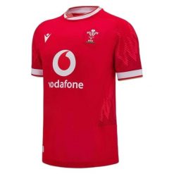 Koszulka domowa Pays de Galles 6 nations 2024/25. Białe t-shirty sportowe męskie Macron, xl, z jersey, bez ramiączek, na fitness i siłownię. Za 420.20 zł.