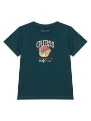 Guess T-Shirt N6YI13 K3801 Zielony ciemny Regular Fit. Zielone t-shirty chłopięce Guess, z aplikacjami, z bawełny, bez ramiączek. Za 74.99 zł.
